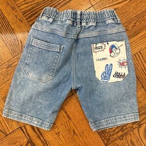 Little Marc Jacobs Kids Blue Denim Shorts with Fun Graphics